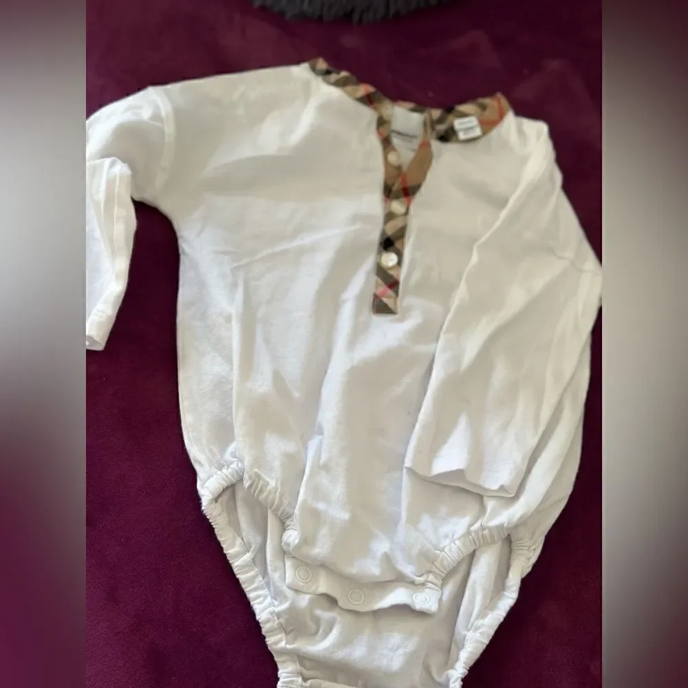 Burberry 12 month check overalls + body set